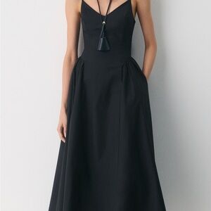 Elegant Black A-Line Spaghetti Strap Dress